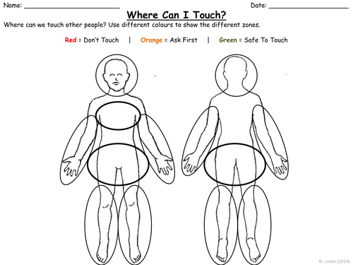 where is it safe to touch pshe worksheet teaching resources