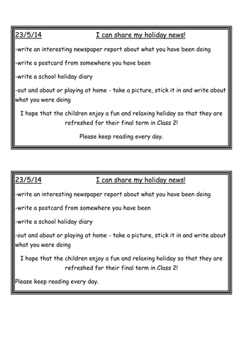 Open ended Year 1 homework tasks