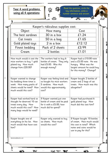 Year 3/4 money word problems