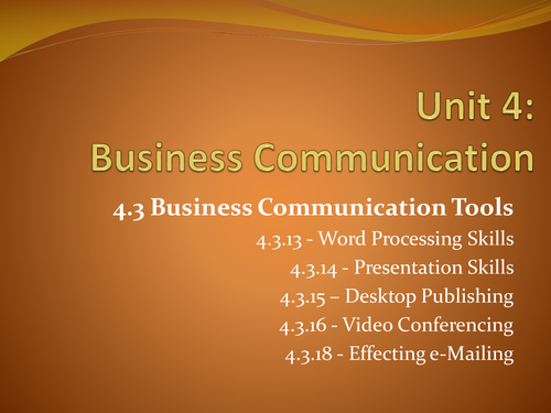Edexcel GCSE Unit 4_Topic 3 Business Communication