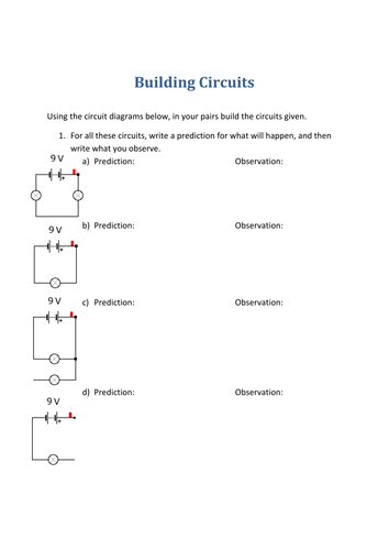 Building basic circuits worksheet | Teaching Resources