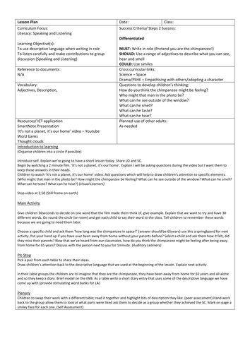 Awe and Wonder - Literacy Lesson