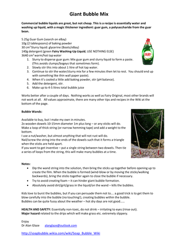 Giant bubbles recipe