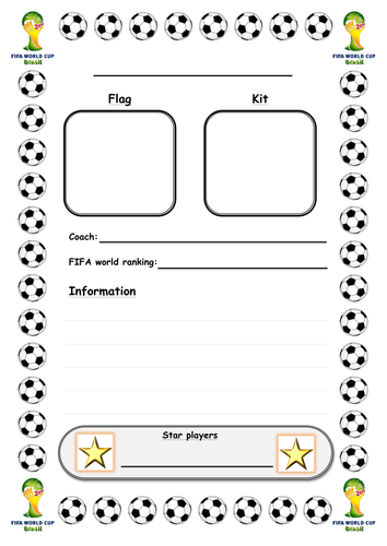 Brazil 2014 world cup worksheet