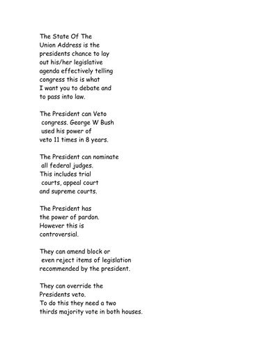 Checks and balances in the US system.