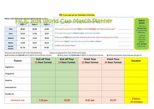 World Cup 2014 Timetables