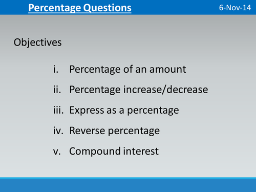 Percentage Calculation Recap