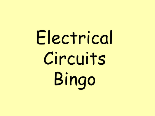 Electrical Circuit Symbols Bingo