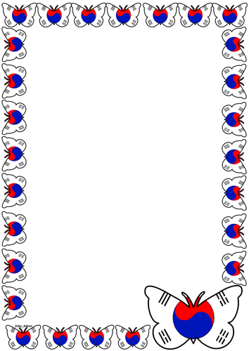 South Korean Flag Themed Lined paper and Pageborders
