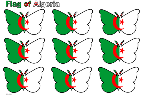 Butterfly Themed Flag of Algeria