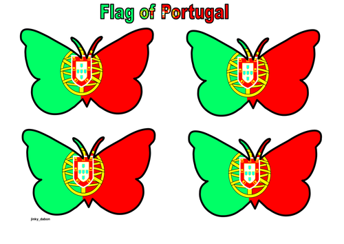 Butterfly Themed Flag of Portugal