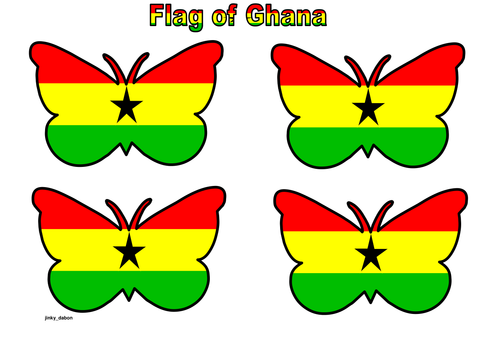 Butterfly Themed Flag of Ghana