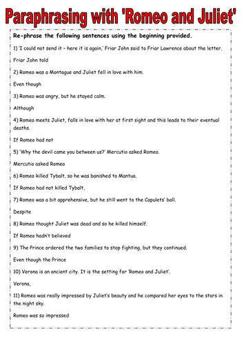 Language warmer for 'Romeo and Juliet'