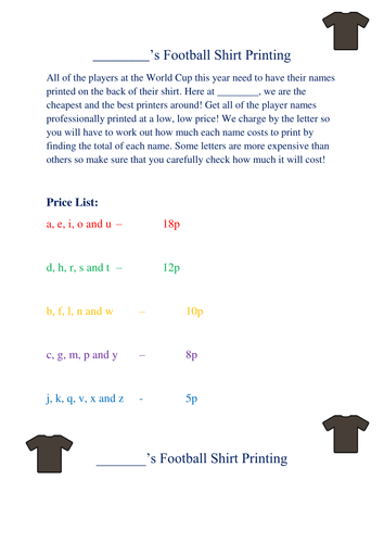 World Cup Shirt Printing