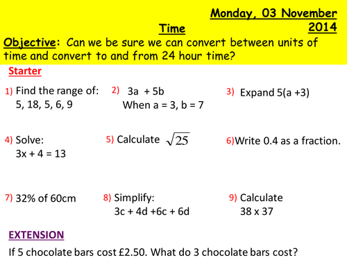 Converting time 24 hour time (level 4)