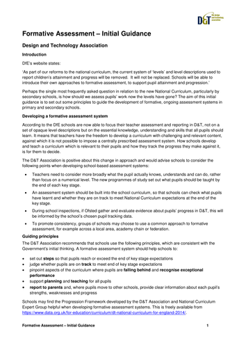 Formative Assessment: Initial Guidance statement