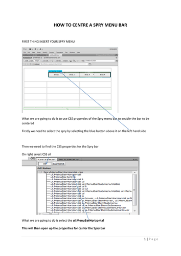 how to centre a spry drop down in dreamweaver cs5