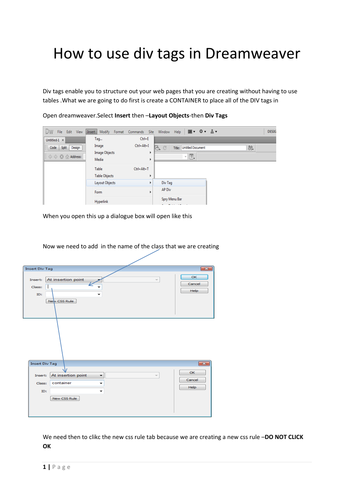 using div tags with dreamweaver cs5