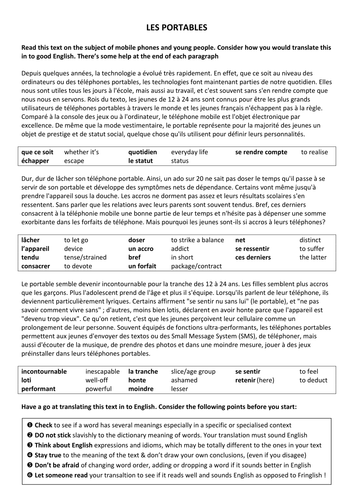 Translating in to English  les portables