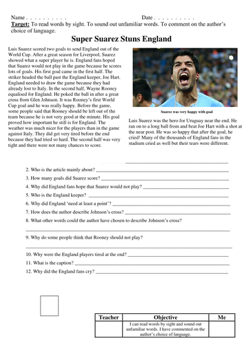 World Cup Reading Comprehension 2