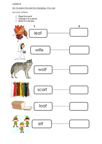 Changing -f to -ves by misshammersley - Teaching Resources - Tes