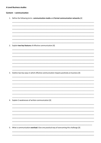 business communication worksheet