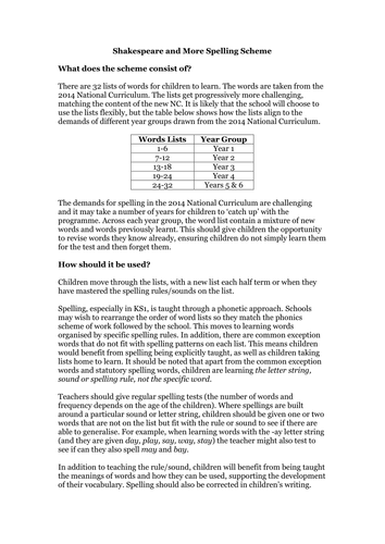 Whole School Spelling Scheme