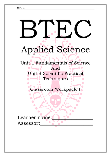 BTEC National L3 Applied Science Unit 1 workpack