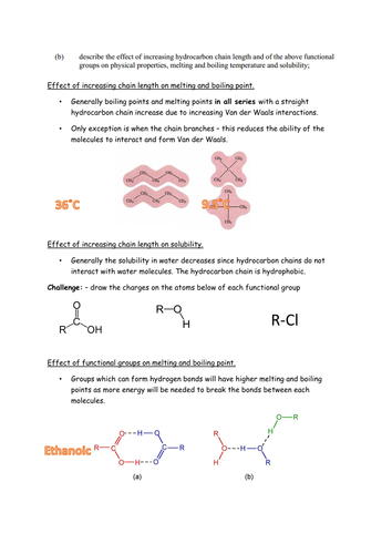 CH2 chain length and functional group