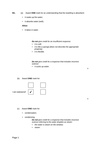 Classifying Materials - Levelled SATs questions