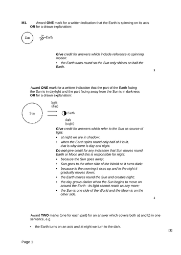 Earth In Space Levelled Sats Questions