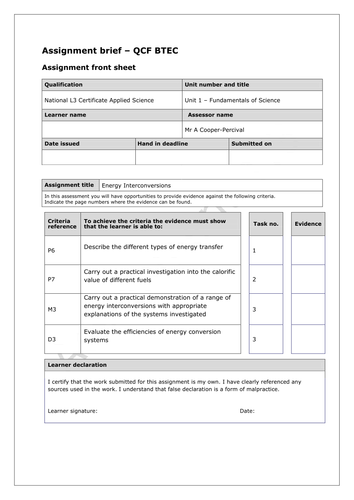 L3 National Applied Science Unit 1 physics section