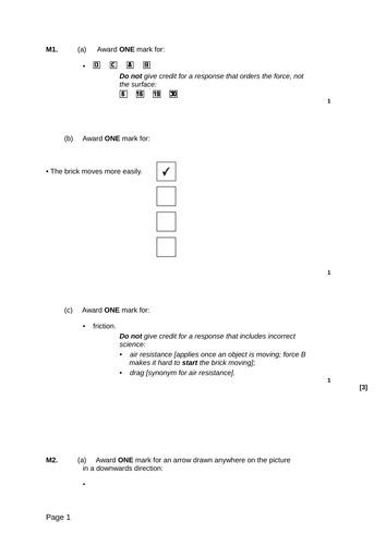 Motion - Levelled SATS questions