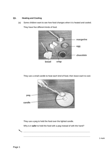 Reversible changes - Levelled SATs questions