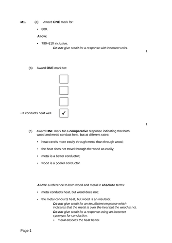 Thermal Insulators -Levelled SATs questions