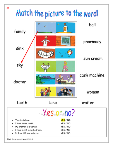 Basic vocabulary building activities for EAL