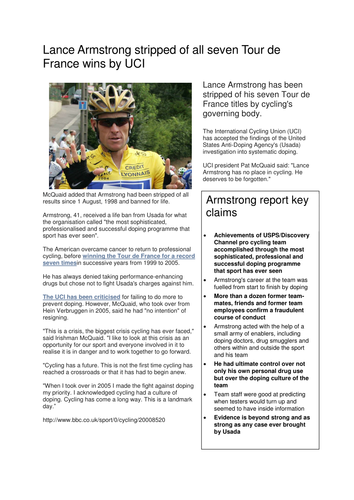 Tour De France-Themed Maths Investigation