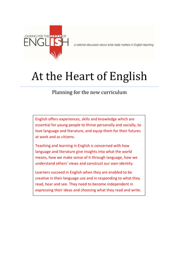 Planning for the new English curriculum