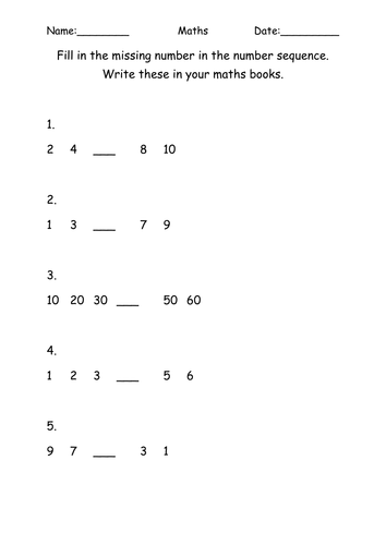 number sequencing teaching resources