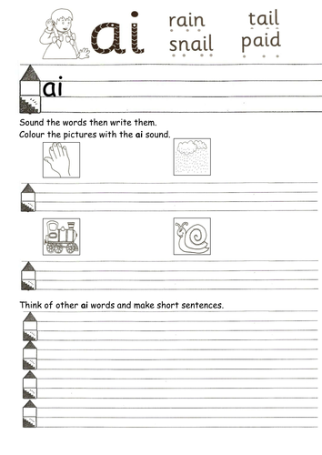 k phonic worksheet by annalienvdb ou, ue,  for Worksheets Teaching  etc. ai,