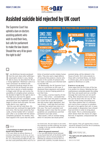 News article for teaching: Assisted suicide