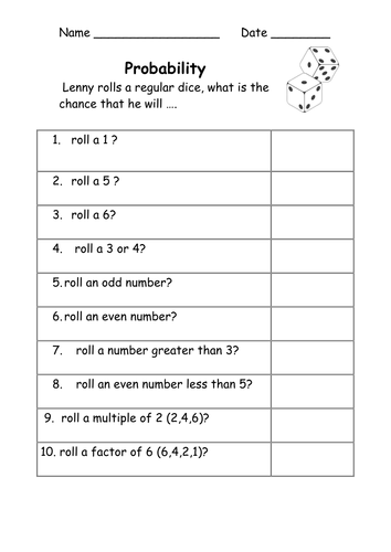 probability full lesson powerpoint worksheets teaching resources