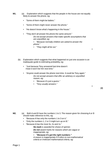 Probability - Levelled SATs questions