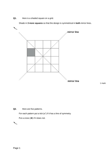 Reflection - Levelled SATs questions