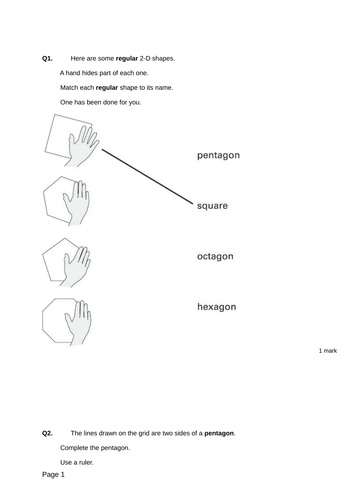 Properties of Shapes - Levelled SATs questions