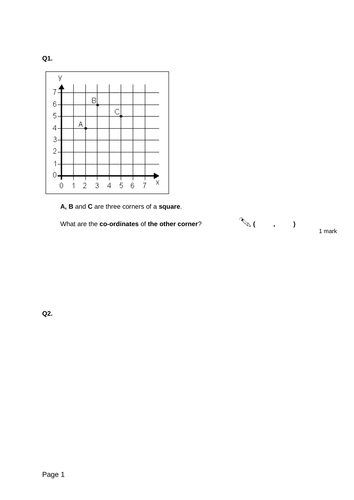 Co-ordinates - Levelled SATs questions