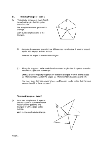 Angles Levelled Sats Questions Teaching Resources