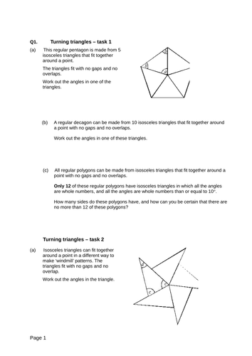 Angles - Levelled SATs questions