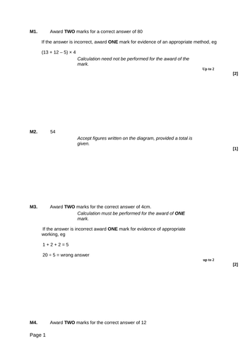 Perimeter - Levelled SATs question