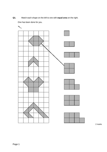 area levelled sats questions teaching resources